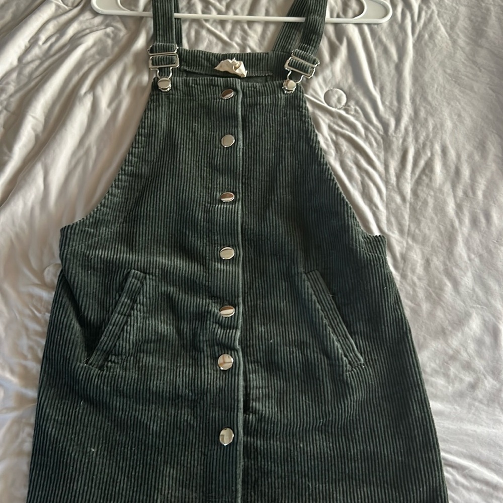 Olive Green Urban Outfitters Corduroy Overall Dress
